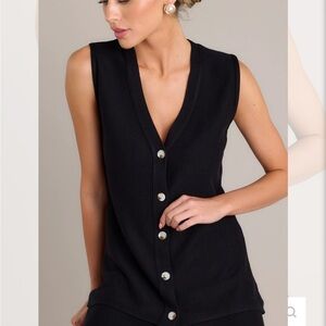 Black Button Front Sweater Top